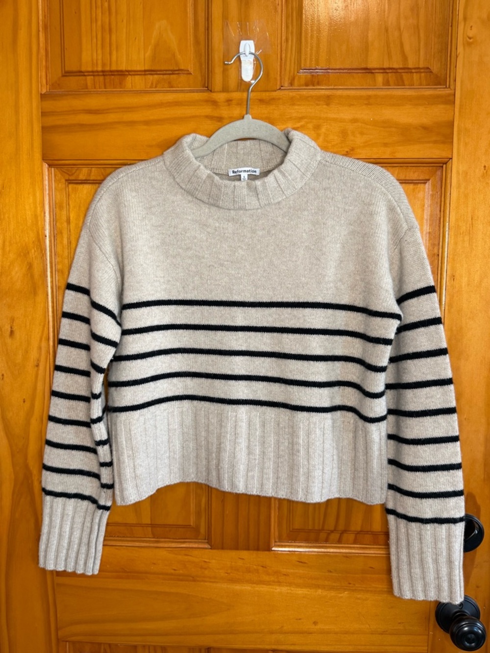 Reformation Mer Regenerative Wool Crewneck Sweater Striped Womens Small - Picture 4 of 11